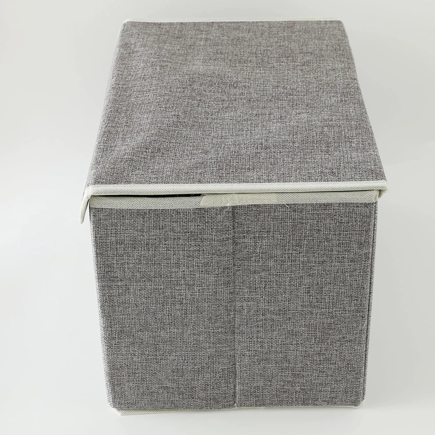 Kuber Industries Small Storage Box With Lid|Foldable Toys Storage Bin|Wardrobe Organizer For clothes|Front Handle & Sturdy Pack Of-2 (Grey)
