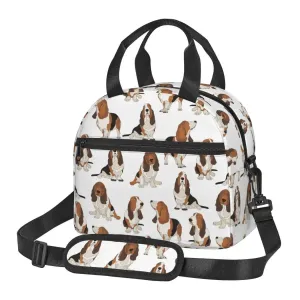 Large Insulated Basset Hound Lunch Bag With Adjustable Shoulder Strap