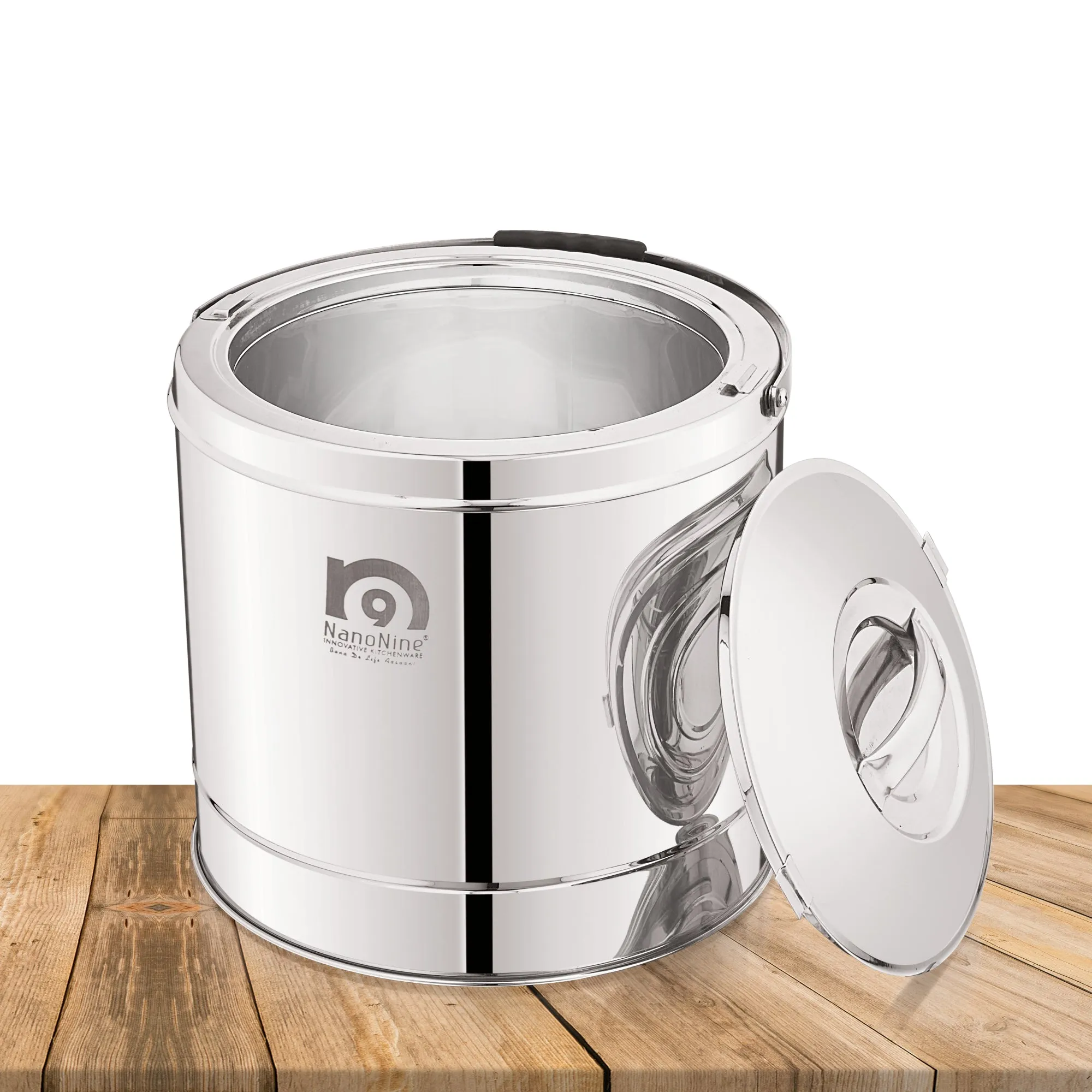 Nanonine Hot King 3.5 L Double Wall PUF Insulated Stainless Steel Serving Pot with Steel Insulated Lid.