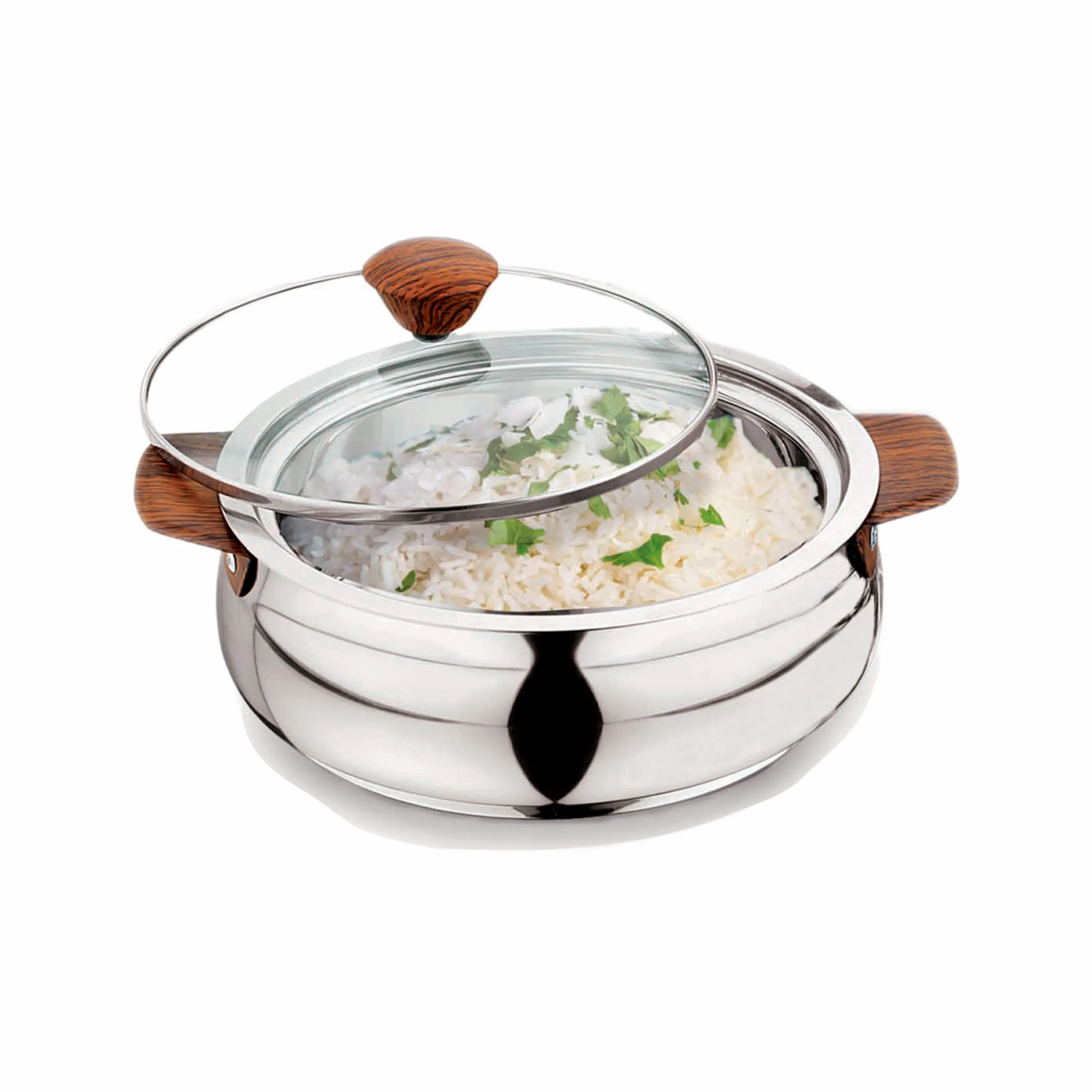 NanoNine Royal Serve Double Wall Insulated Stainless Steel Casserole with Glass Lid.