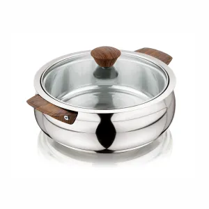 NanoNine Royal Serve Double Wall Insulated Stainless Steel Casserole with Glass Lid.