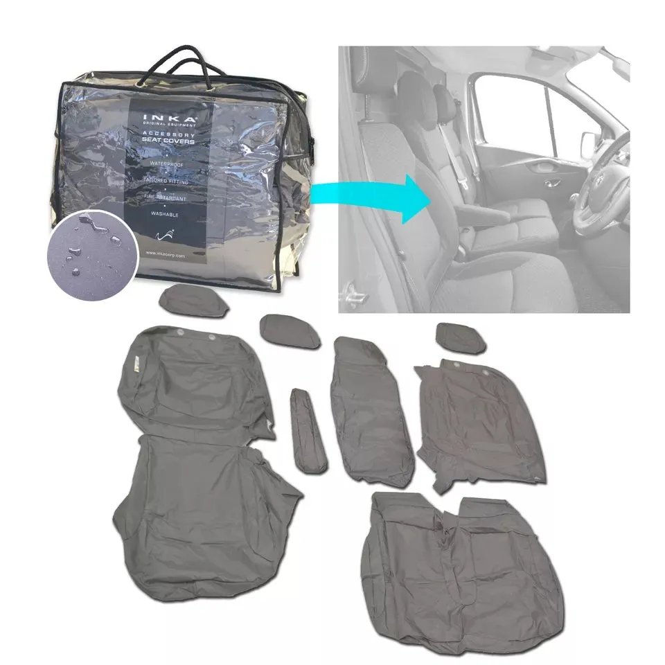 Nissan Primastar Front 1 2 Fully Tailored Waterproof Seat Covers Grey MY 22 