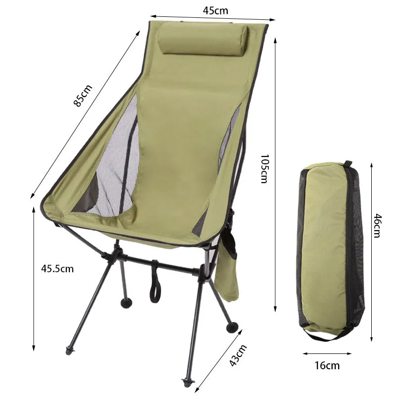 OUTDOOR ULTRA LIGHT ALUMINUM ALLOY FOLDING CHAIR PORTABLE ELEVATED SPACE CHAIR BACKREST CHAIR FISHING LEISURE BREATHABLE MOON CHAIR