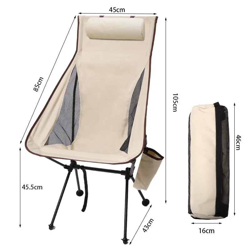 OUTDOOR ULTRA LIGHT ALUMINUM ALLOY FOLDING CHAIR PORTABLE ELEVATED SPACE CHAIR BACKREST CHAIR FISHING LEISURE BREATHABLE MOON CHAIR