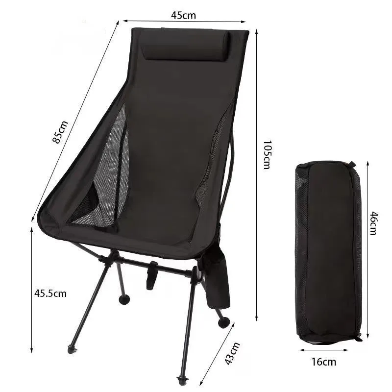 OUTDOOR ULTRA LIGHT ALUMINUM ALLOY FOLDING CHAIR PORTABLE ELEVATED SPACE CHAIR BACKREST CHAIR FISHING LEISURE BREATHABLE MOON CHAIR