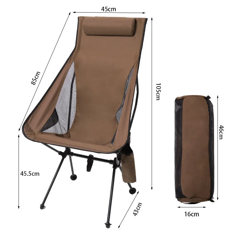 OUTDOOR ULTRA LIGHT ALUMINUM ALLOY FOLDING CHAIR PORTABLE ELEVATED SPACE CHAIR BACKREST CHAIR FISHING LEISURE BREATHABLE MOON CHAIR