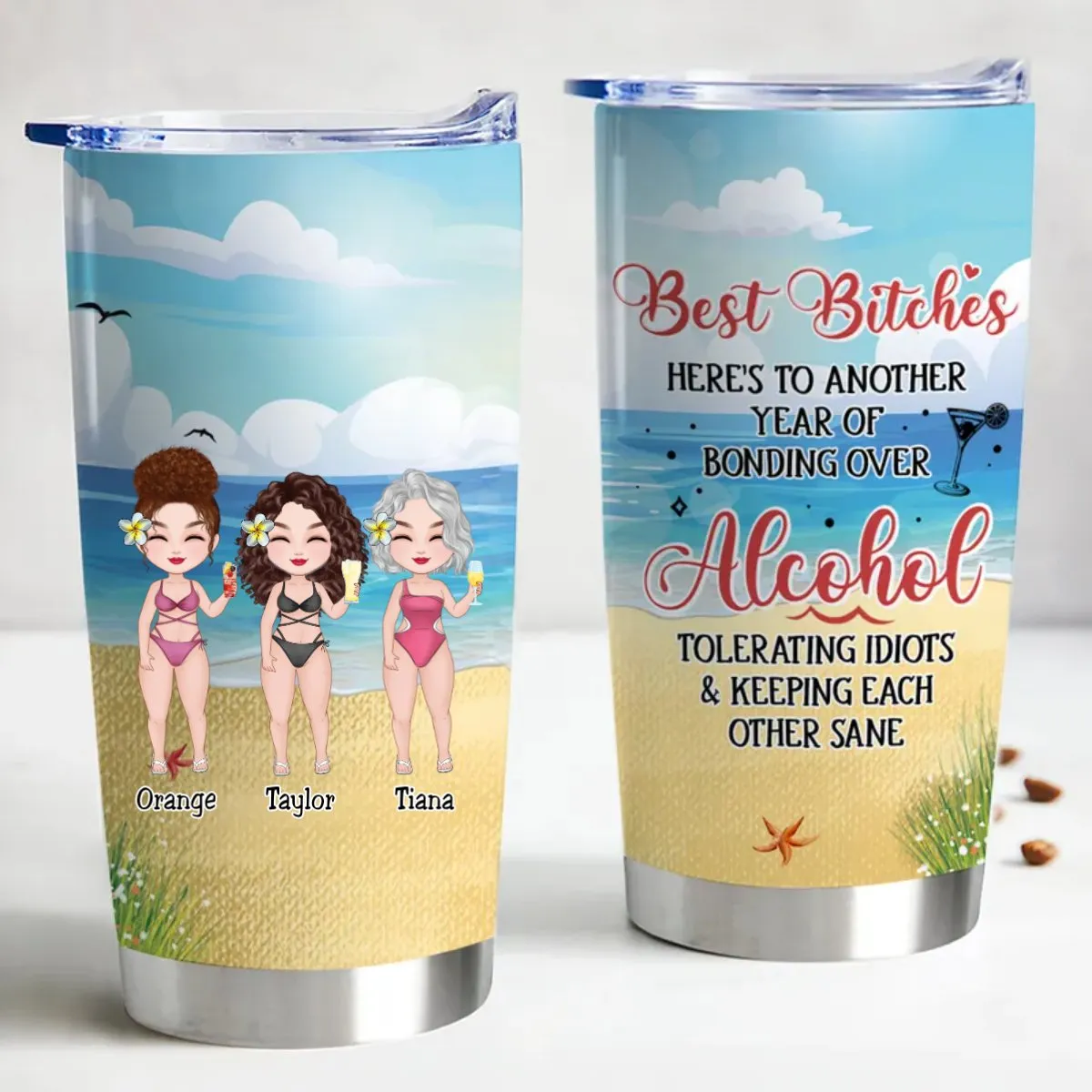 Personalized Stainless Steel Tumbler for Best Friends - 20oz