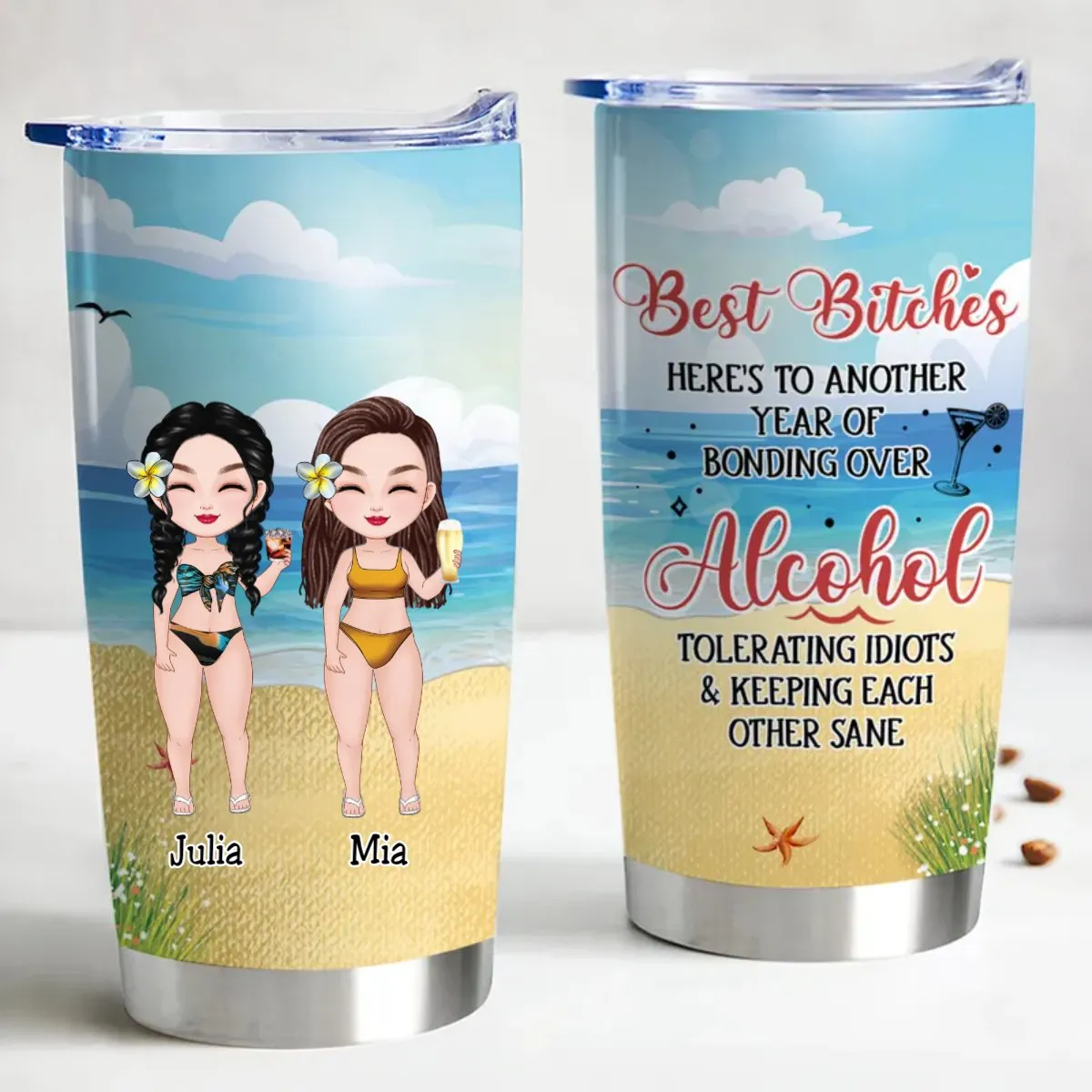 Personalized Stainless Steel Tumbler for Best Friends - 20oz
