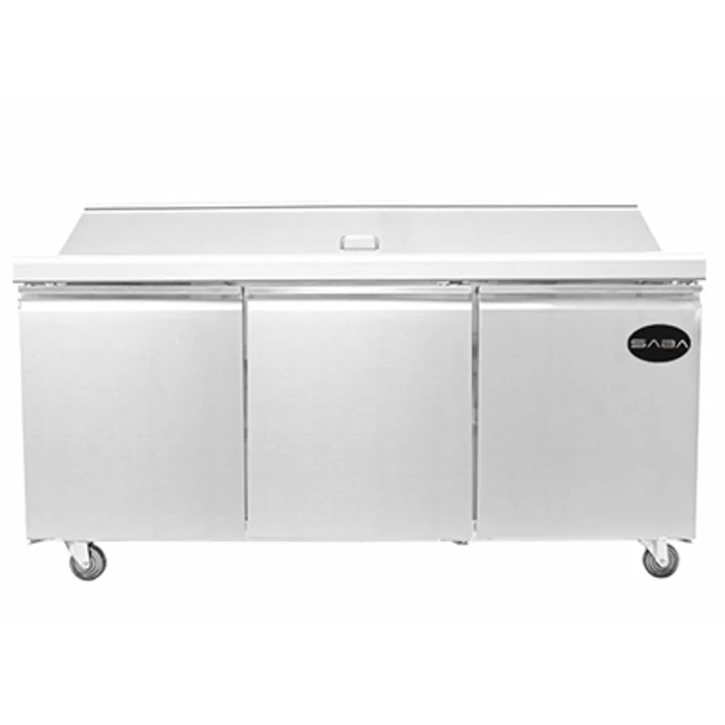 SABA SPS-72-30M, Three Door 72" Salad/Sandwich Prep Table Refrigerator (Mega Top)