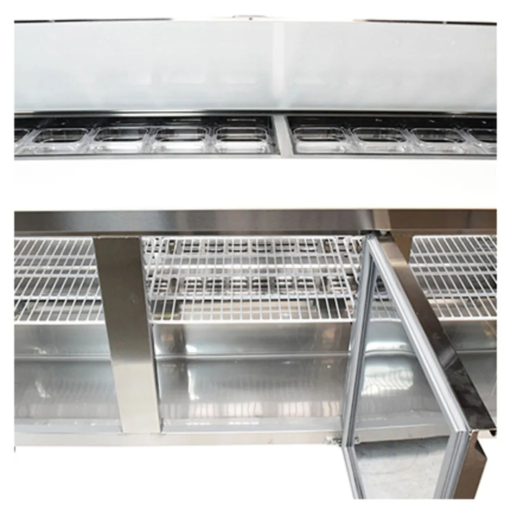 SABA SPS-72-30M, Three Door 72" Salad/Sandwich Prep Table Refrigerator (Mega Top)