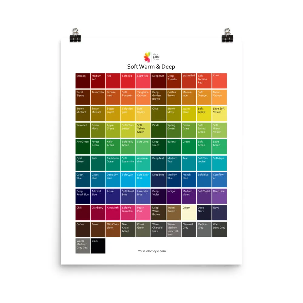 Soft Warm Deep Color Palette Poster