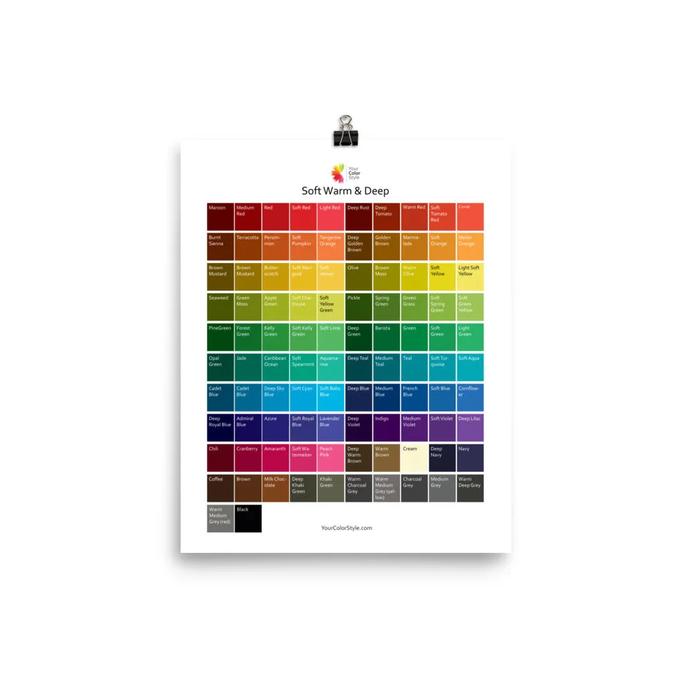 Soft Warm Deep Color Palette Poster