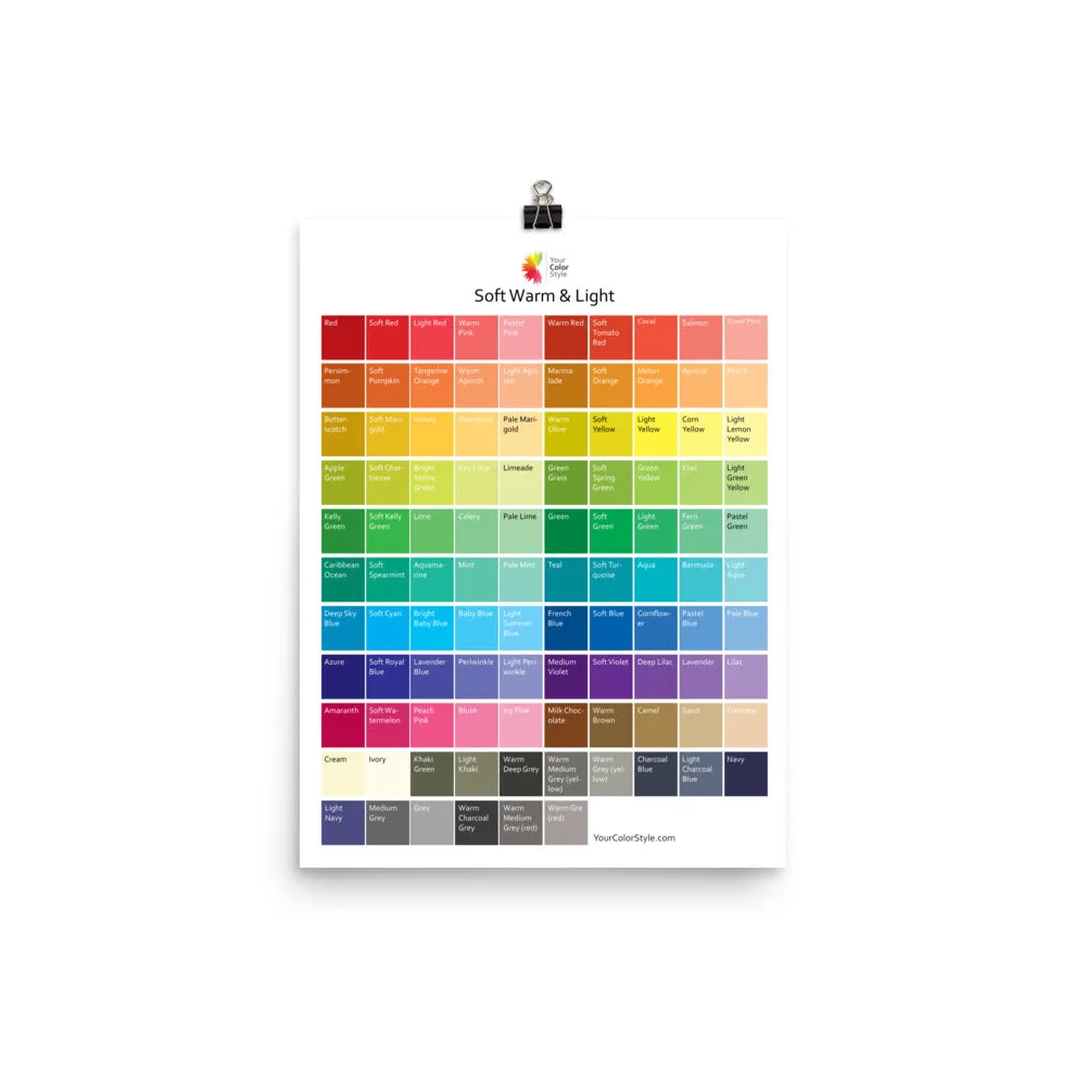 Soft Warm Light Color Palette Poster