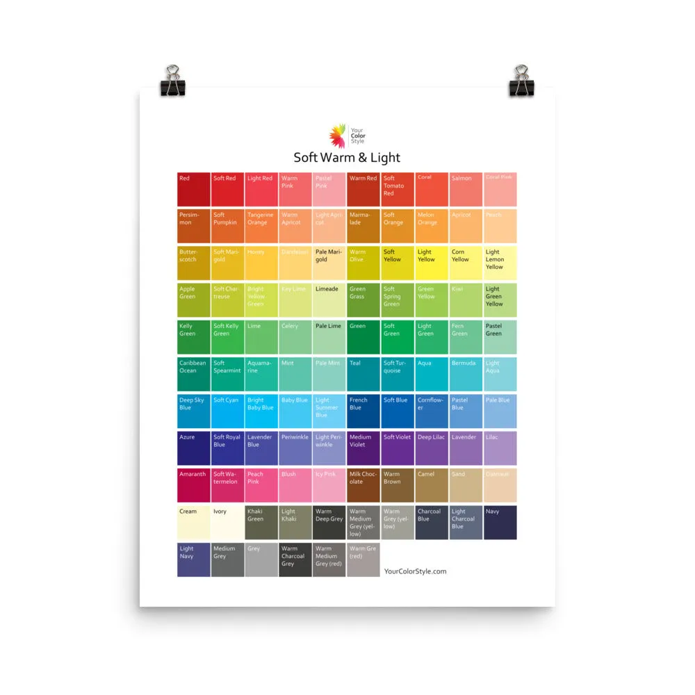 Soft Warm Light Color Palette Poster