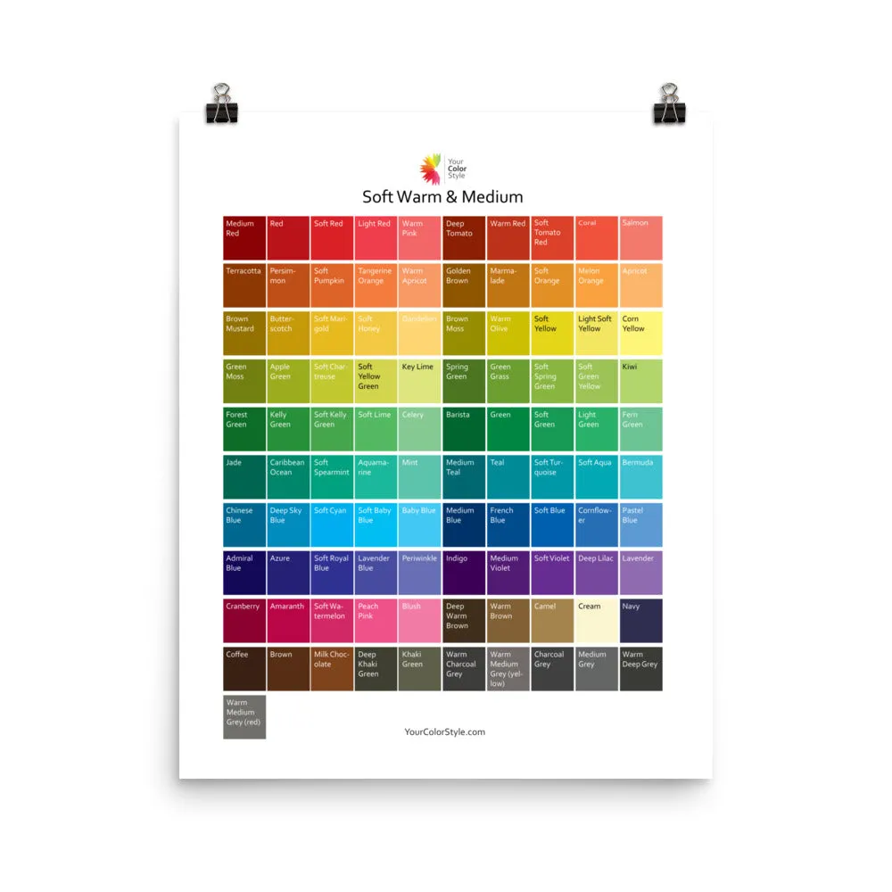 Soft Warm Medium Color Palette Poster