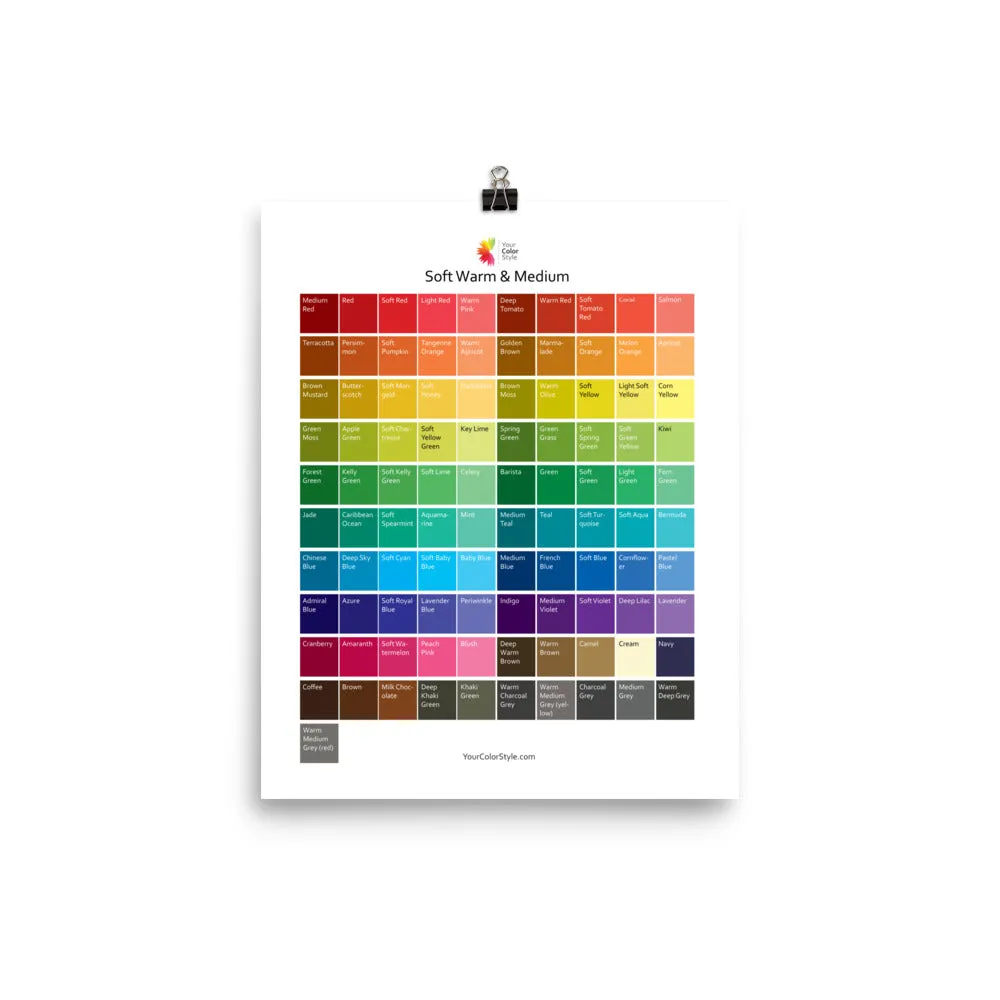 Soft Warm Medium Color Palette Poster