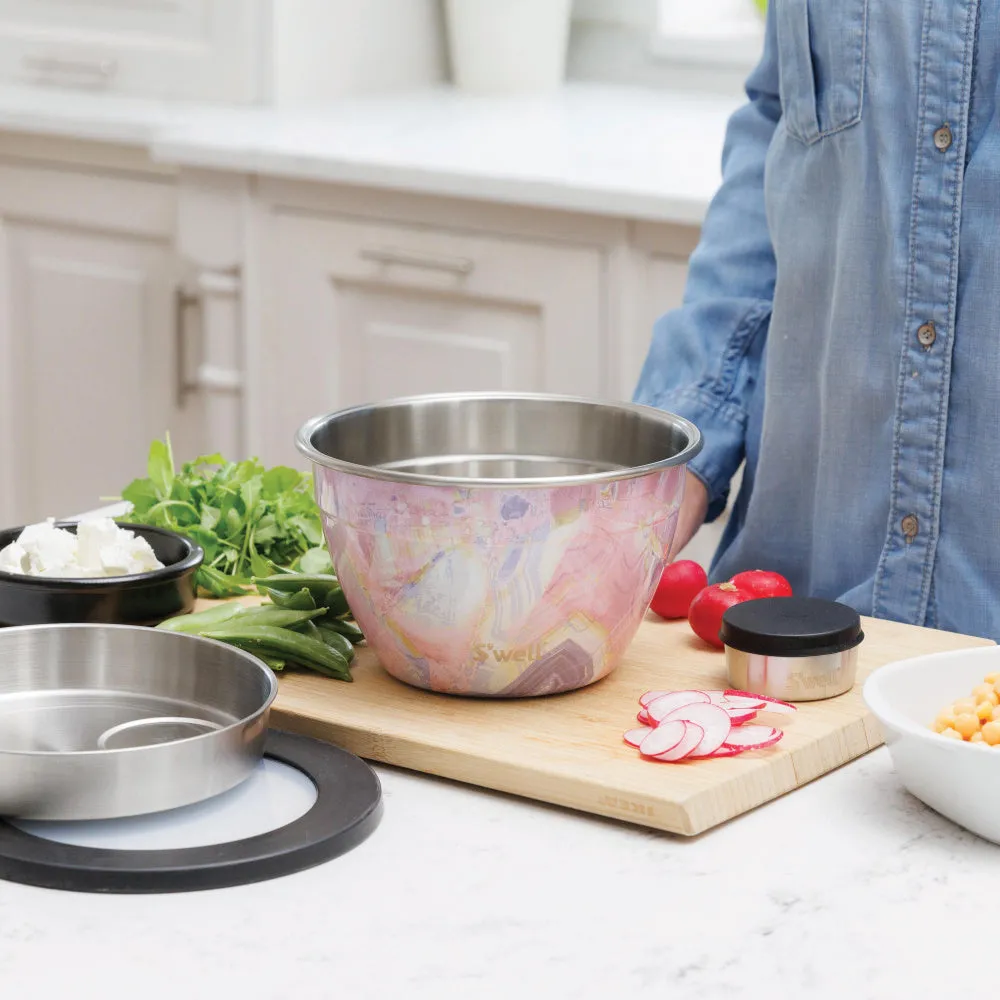 S'well Eats Stainless Steel Salad Bowl Kit - Rose Geode