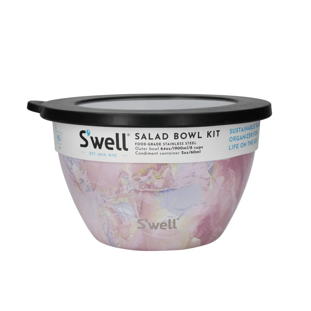 S'well Eats Stainless Steel Salad Bowl Kit - Rose Geode