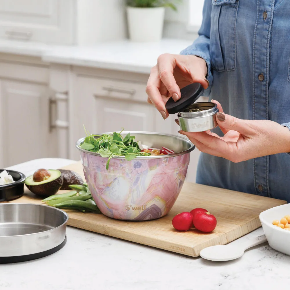 S'well Eats Stainless Steel Salad Bowl Kit - Rose Geode