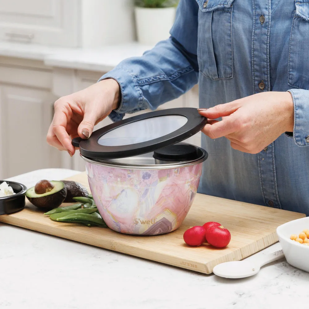 S'well Eats Stainless Steel Salad Bowl Kit - Rose Geode