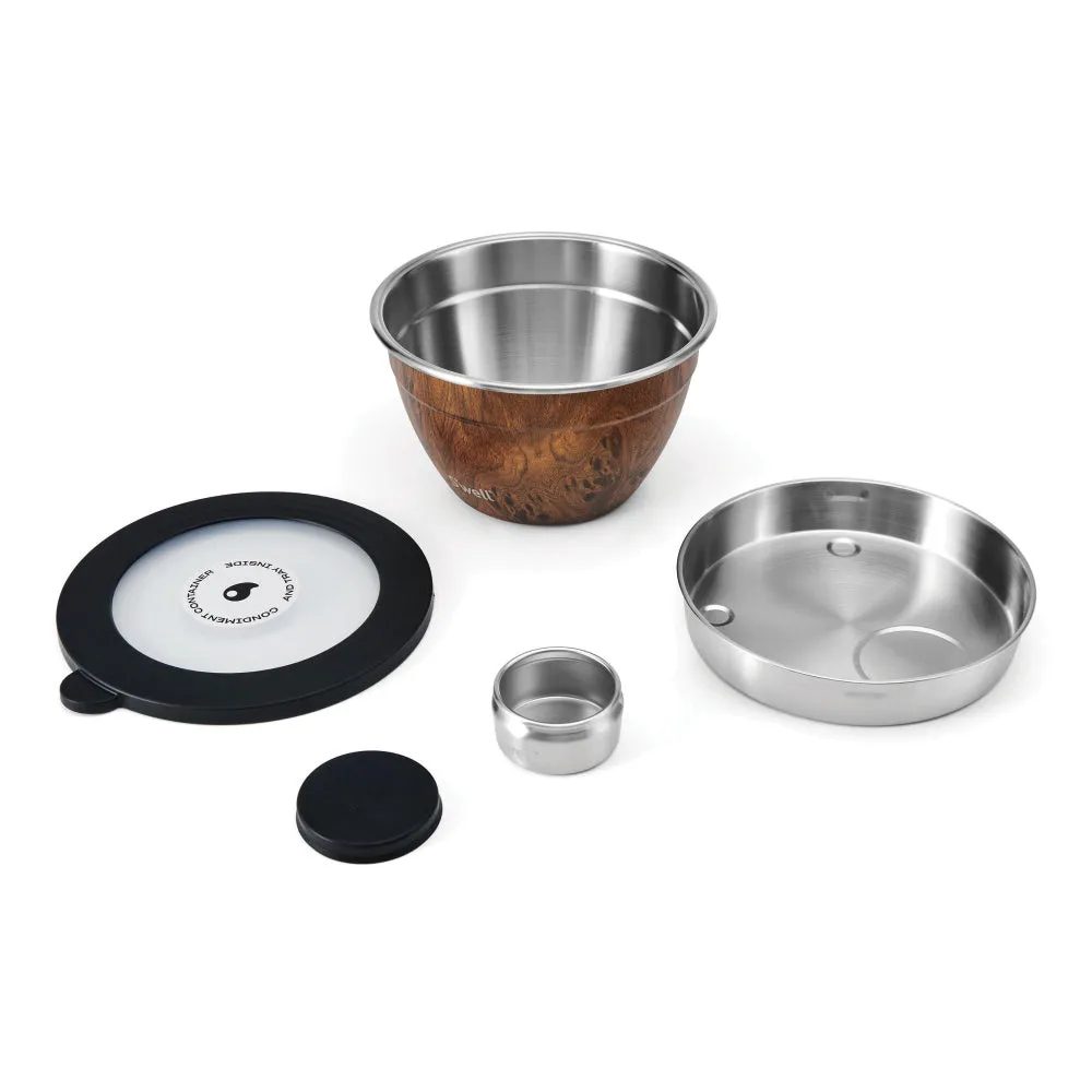S'well Eats Stainless Steel Salad Bowl Kit - Teakwood
