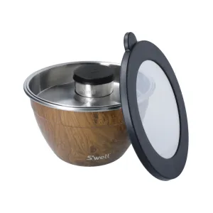 S'well Eats Stainless Steel Salad Bowl Kit - Teakwood