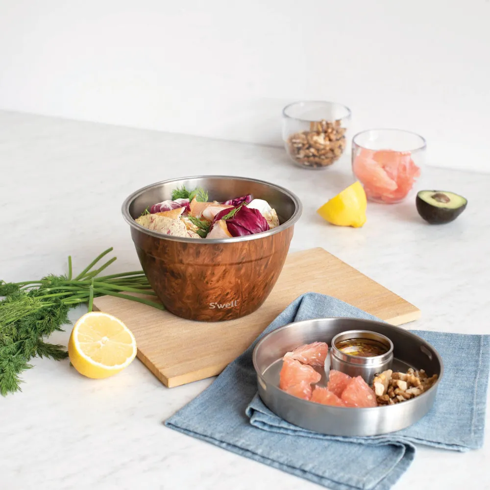 S'well Eats Stainless Steel Salad Bowl Kit - Teakwood