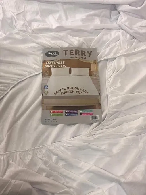 Terry, BARIRA, Waterproof Mattress Protector, 100 % Polyester, White