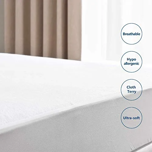 Terry, BARIRA, Waterproof Mattress Protector, 100 % Polyester, White