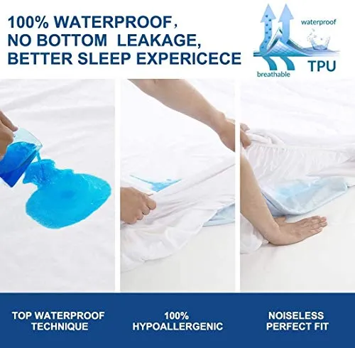 Terry, BARIRA, Waterproof Mattress Protector, 100 % Polyester, White
