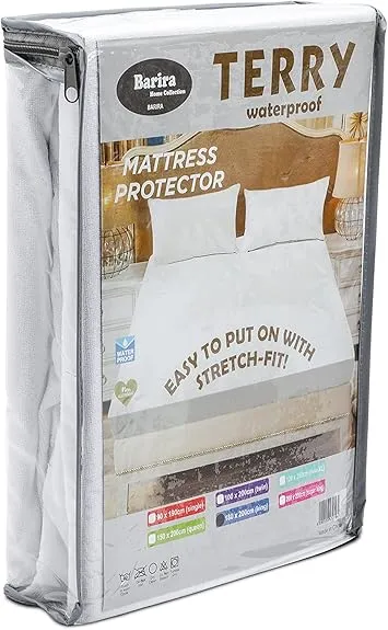 Terry, BARIRA, Waterproof Mattress Protector, 100 % Polyester, White