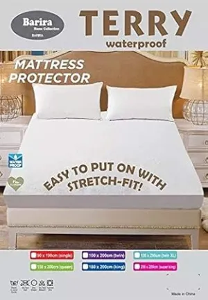 Terry, BARIRA, Waterproof Mattress Protector, 100 % Polyester, White
