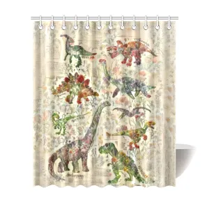 TheDinostaur.com Exclusive Jurassic Garden Sit With Us Shower Curtain