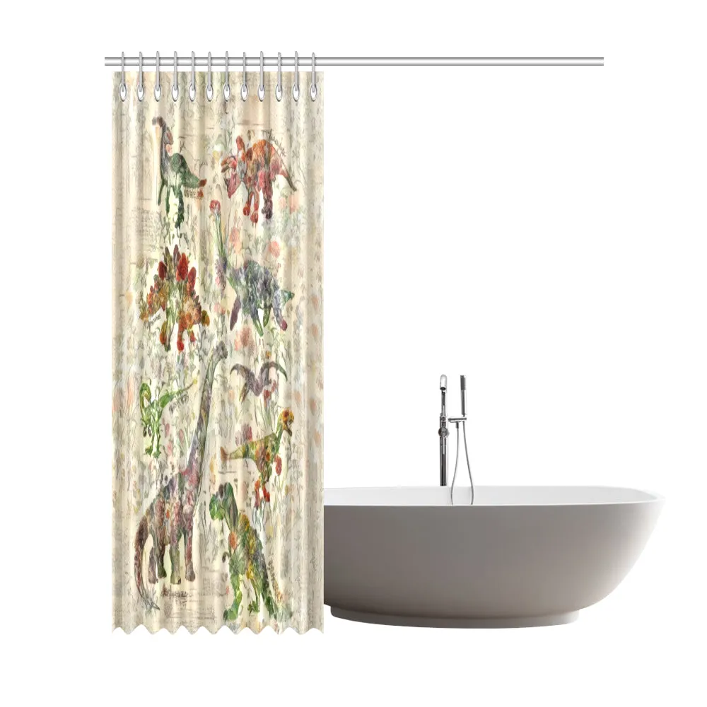 TheDinostaur.com Exclusive Jurassic Garden Sit With Us Shower Curtain