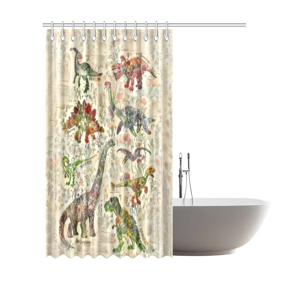 TheDinostaur.com Exclusive Jurassic Garden Sit With Us Shower Curtain