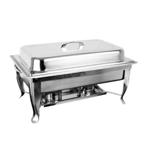 Thunder Group SLRCF005 8 Qt Stainless Steel Full Size Chafer with Foldable Frame Set