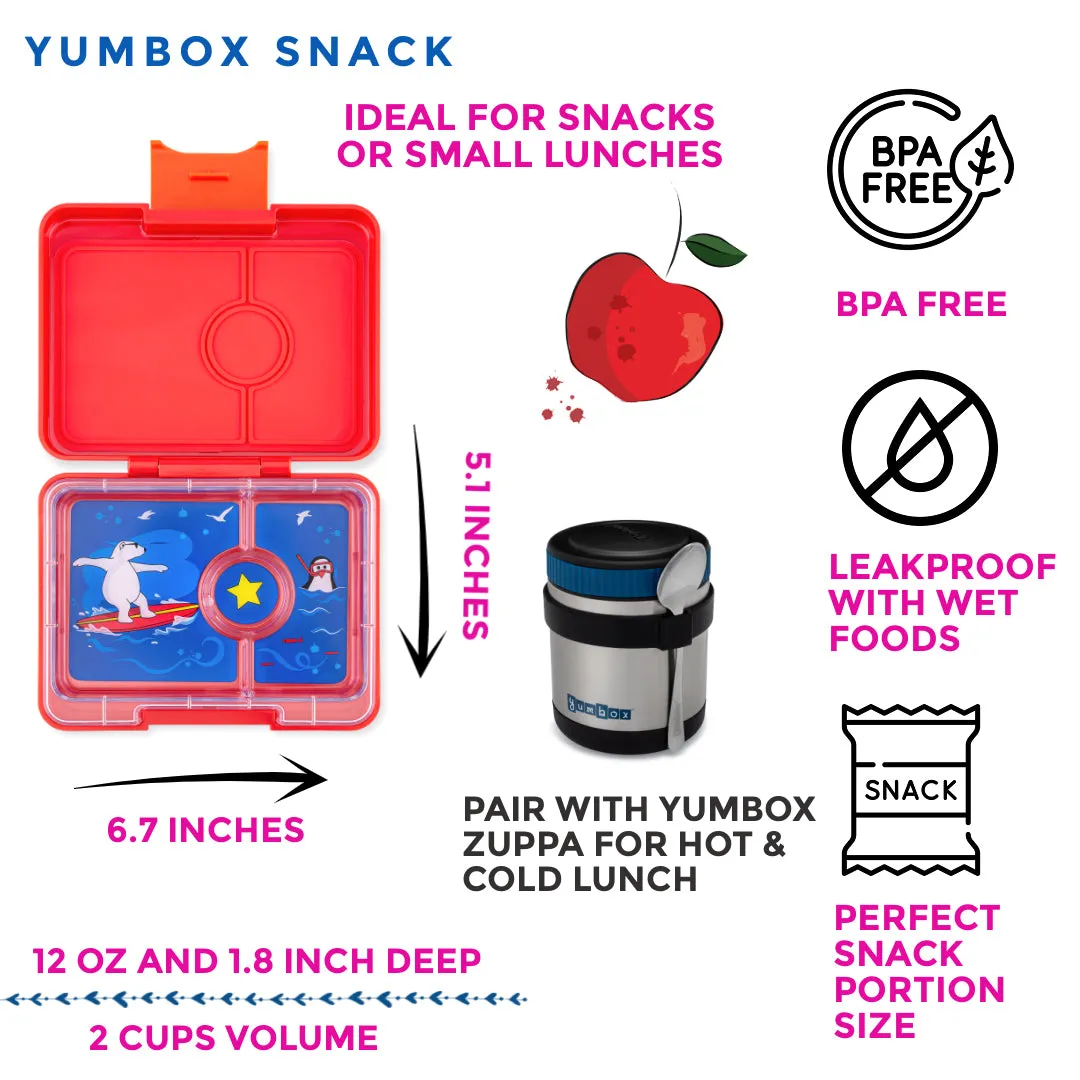 Yumbox Mini Snack - 3 Compartment Lunch Box - Roar Red Polar Bear