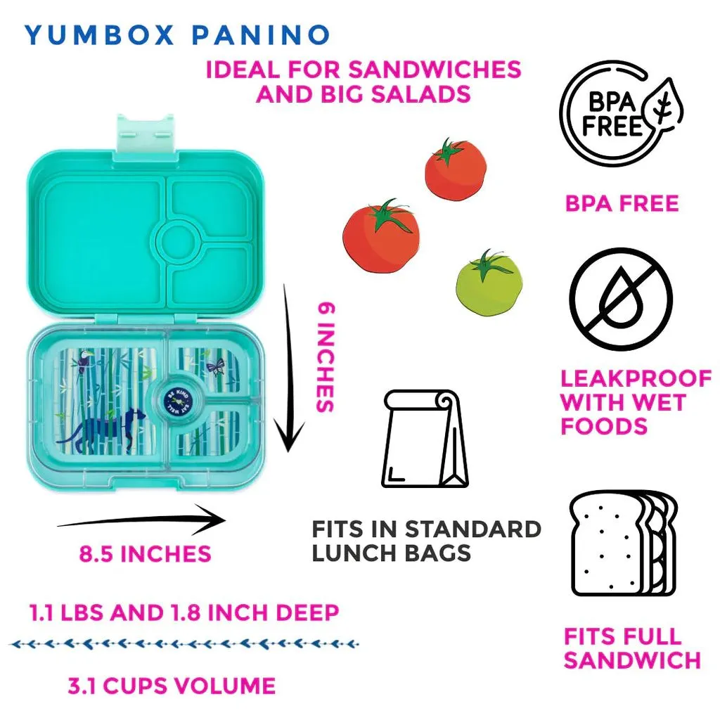 Yumbox Panino 4 Compartment Tropical Aqua with Panther Tray